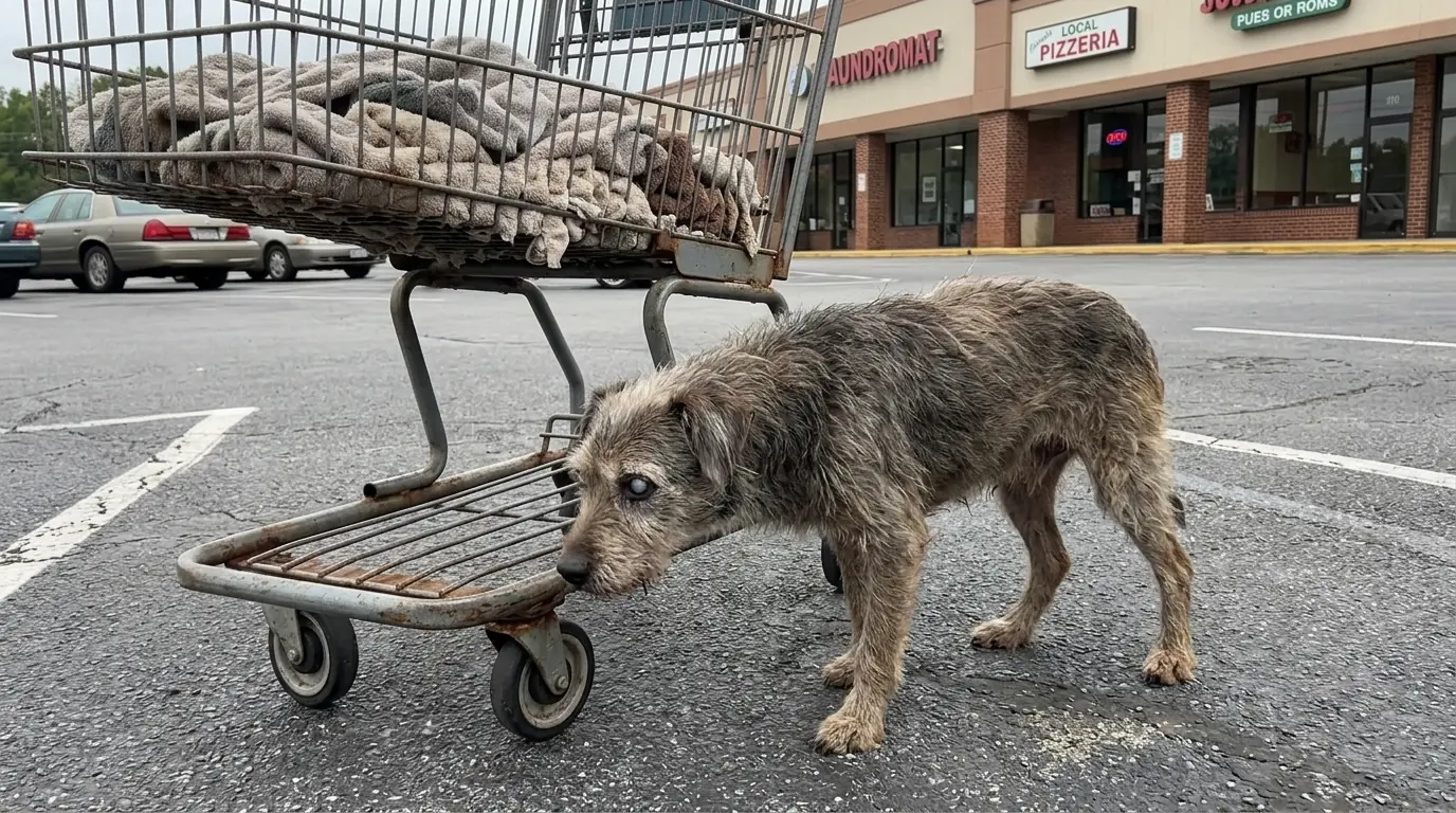 Even After Rescuers Opened the Car Door, This Blind Senior Terrier Kept Limping Back to the Same Shopping Cart