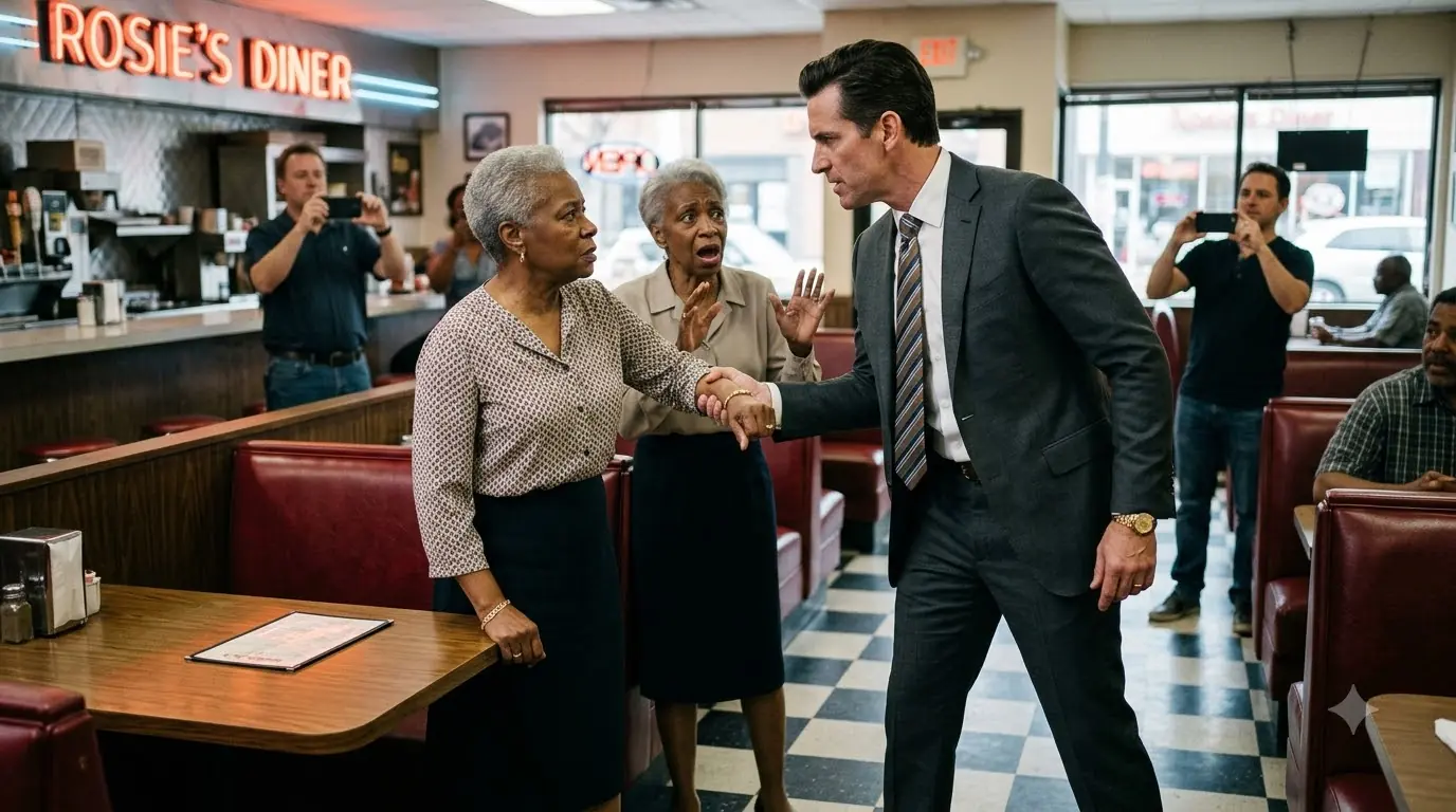 Bully Slapped an Elderly Black Woman in a Diner — Not Knowing Her Son Was the Mafia Boss!