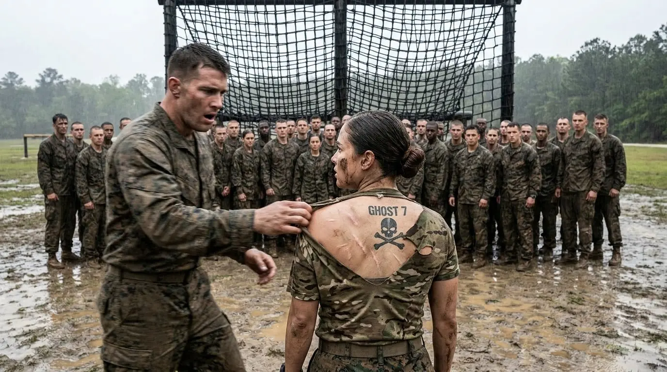 A Trainee Tore Open the Quiet Woman’s Training Jacket — Then the GHOST 7 Tattoo Made Two Hundred People Go Silent