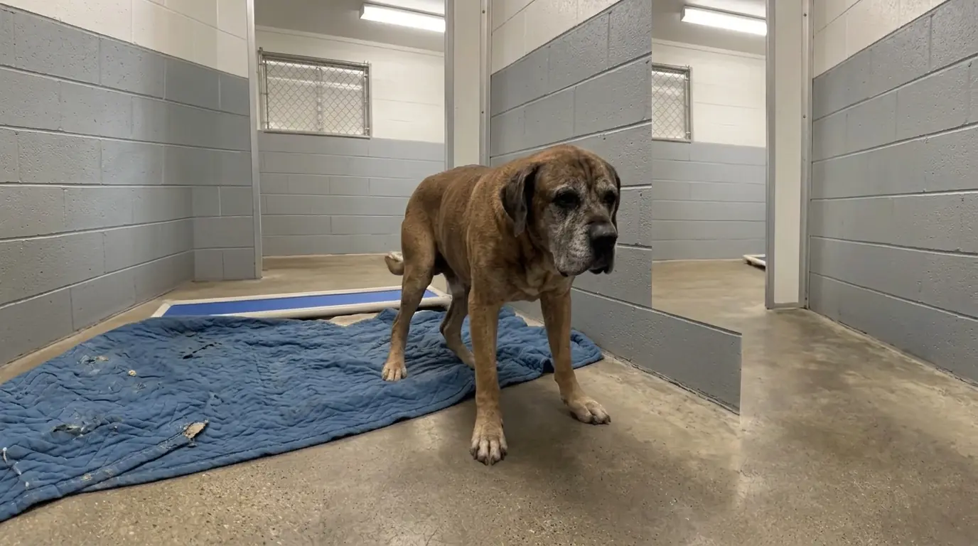 Every Time This Senior Mastiff Tries to Leave His Bed, He Has to Rock His Body Forward Three Times Just to Get His Hips Off the Floor