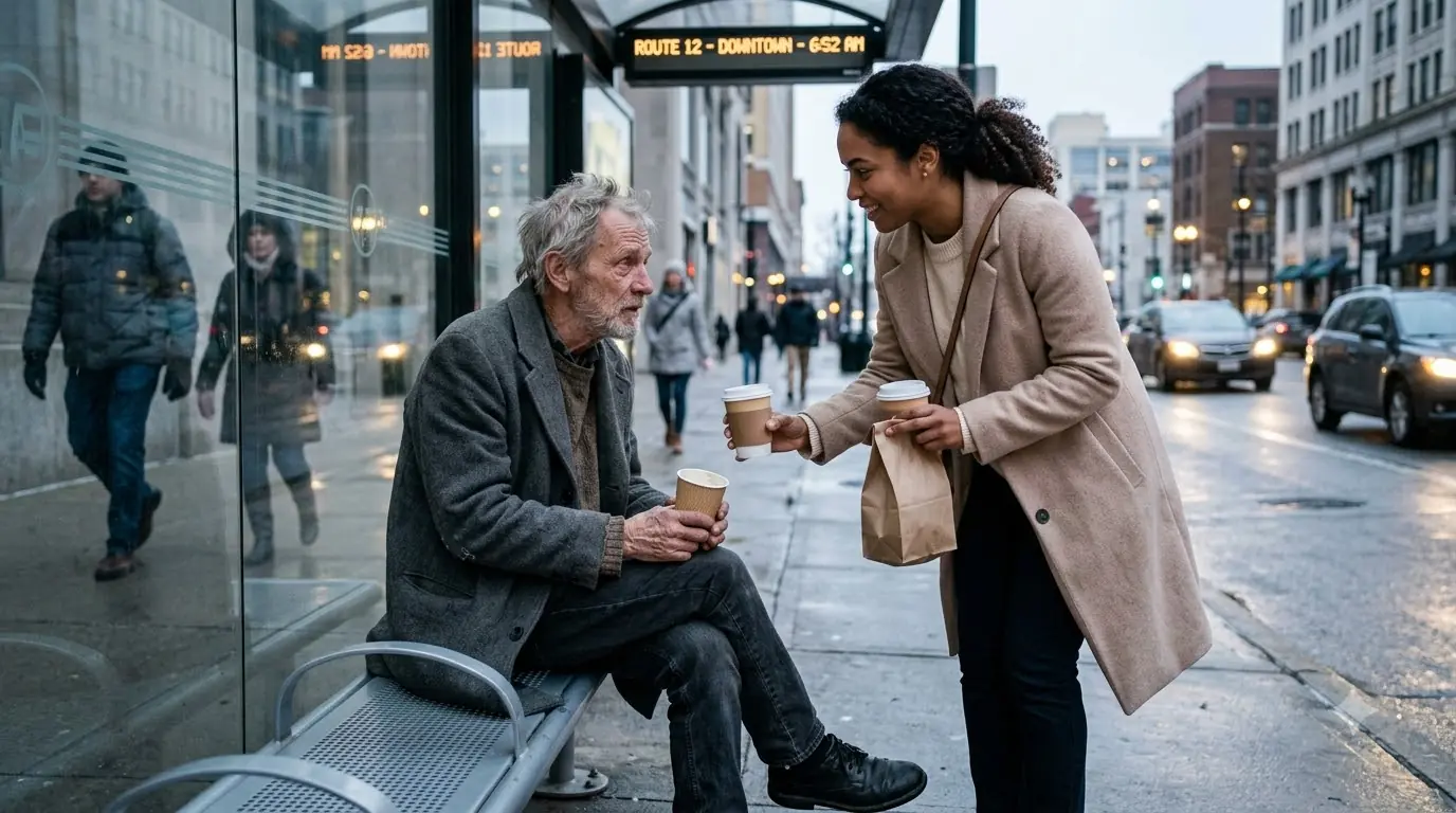 Girl Brought Food To An Old Homeless Man Daily — One Day, 10 SUVs Surrounded Her House