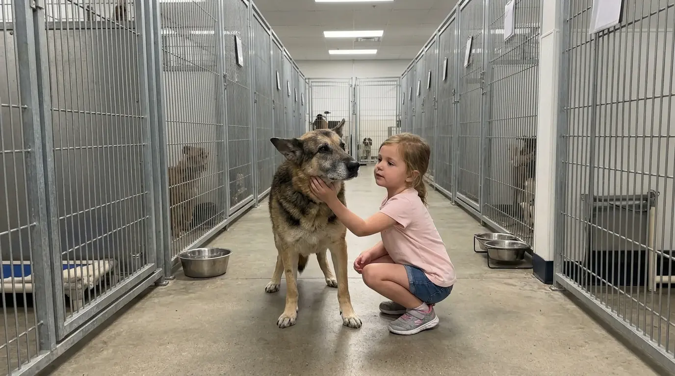 Shelter Staff Kept Watching This Senior Shepherd Back Herself Into the Wall Before She Could Rest