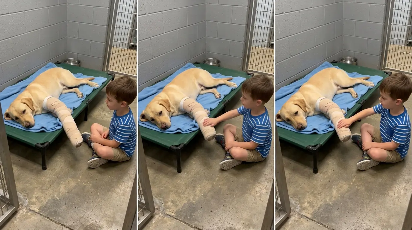 Shelter Staff Thought This Young Lab Kept Falling Out of Bed Until They Saw What He Was Doing With One Leg