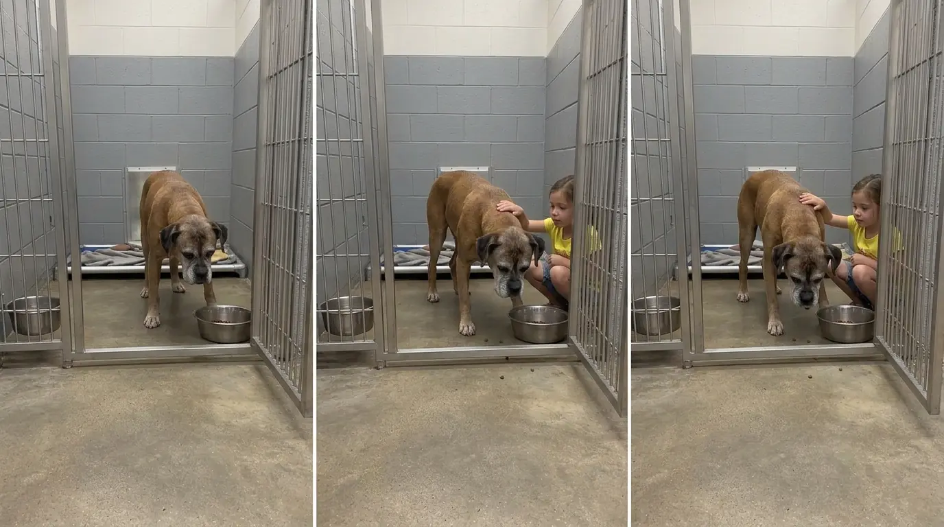 This Senior Boxer Leaves Every Meal Surrounded by Food, but Staff Realized She Isn’t Leaving It Behind
