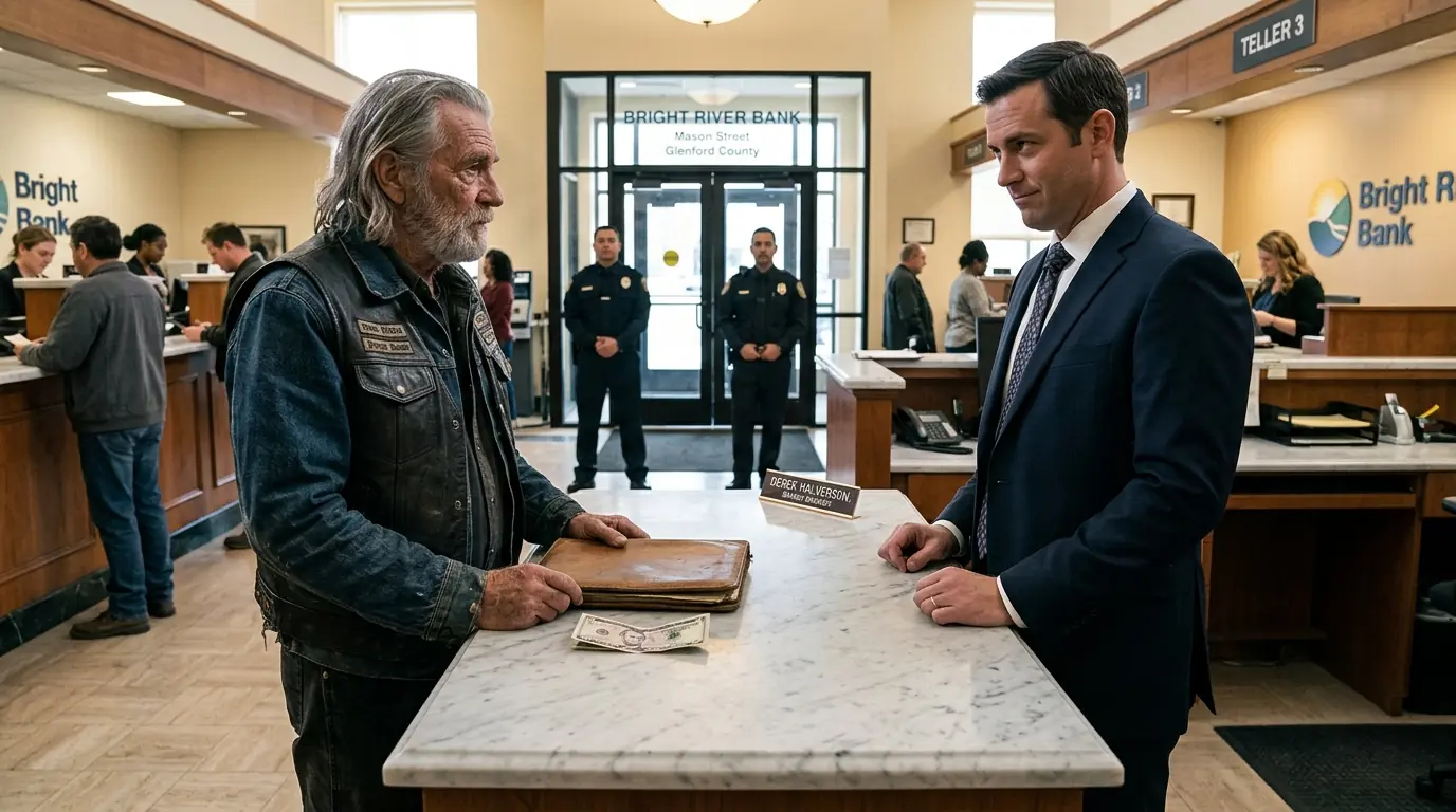 Bank Manager Mocked an Old Biker With Only $5 — Then Learned He Founded the Bank