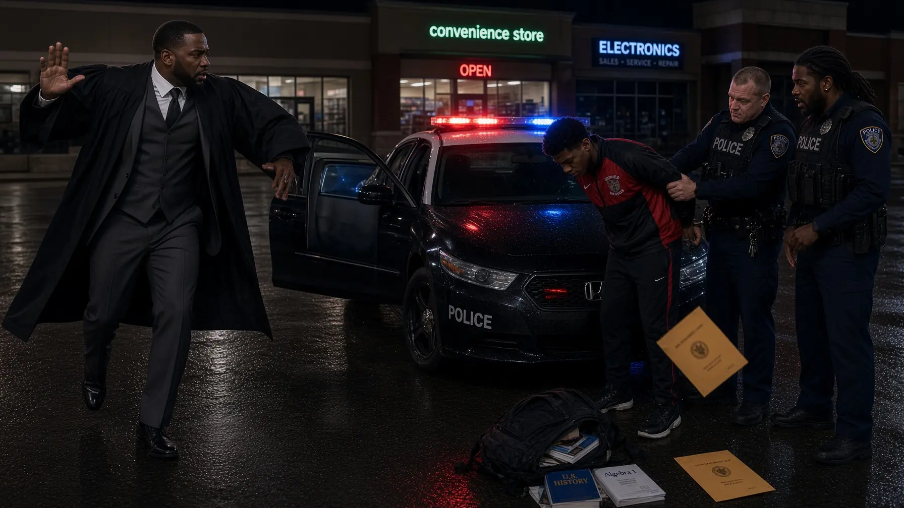 Officers Handcuffed a Black Teen in a Rainy Parking Lot — Then His Father Stepped Out of the Sedan