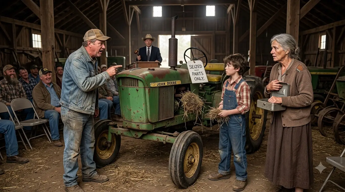 Everyone Laughed When a 12-Year-Old Bid on a Seized John Deere — Then He Said, “I Know Why It Won’t Start”
