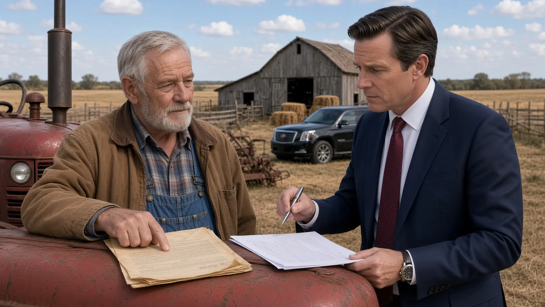 He Thought the Meeting Was About Buying an Old Farm — Then the Farmer Pointed to One Date on a Paper Nobody Had Read in Forty Years