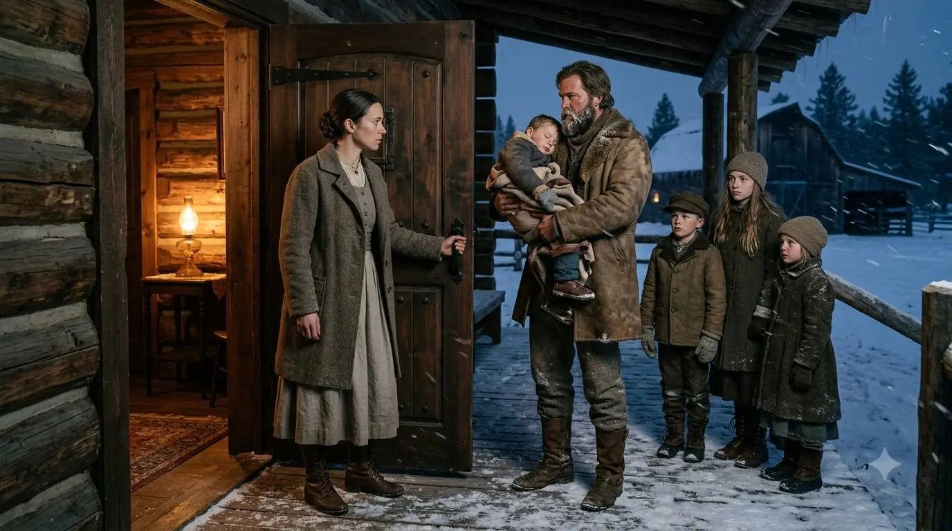 The Mountain Man Came Down With Four Children and No Wife — The Cowgirl Opened Her Empty Ranch House