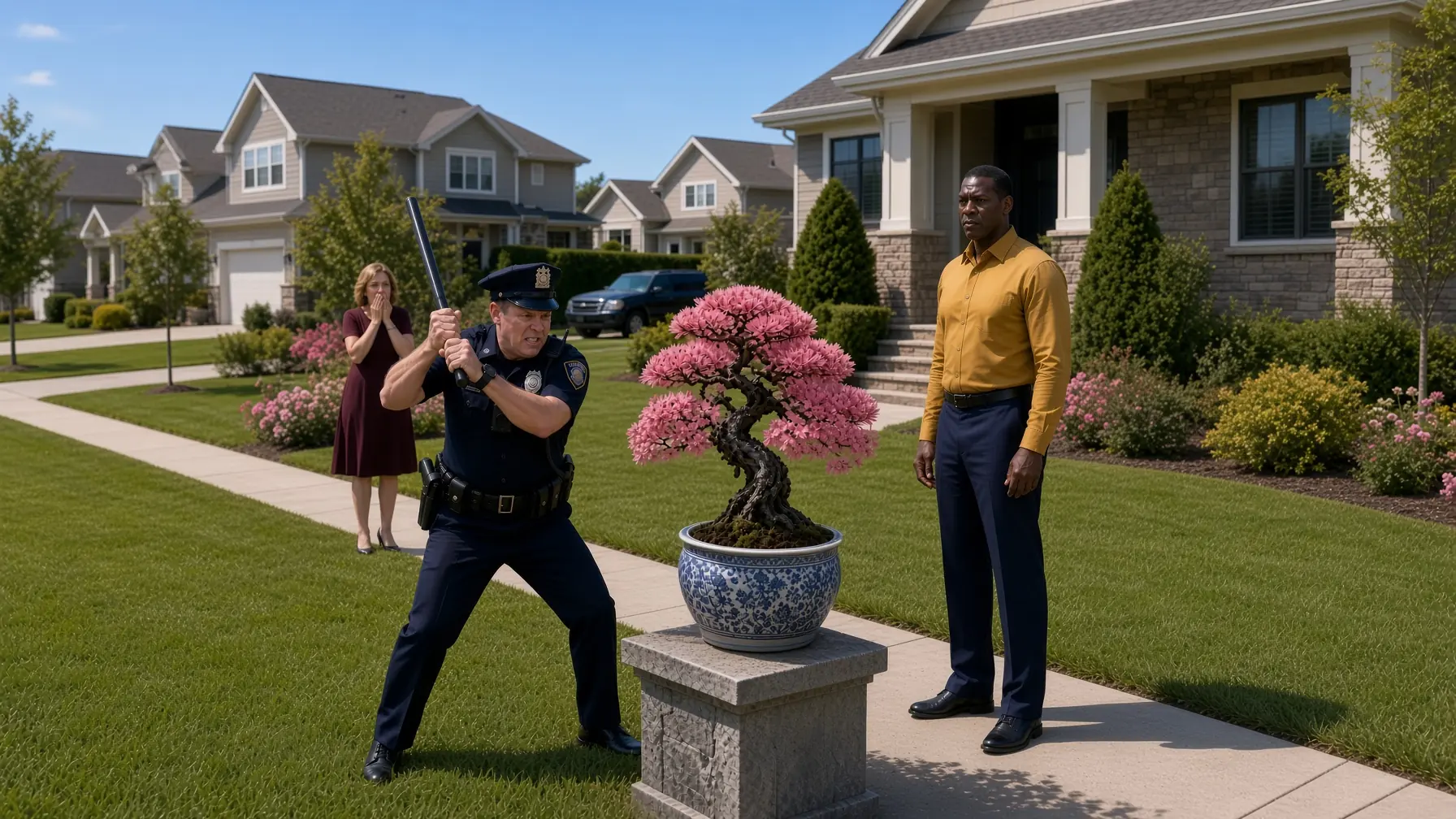Racist Cop Destroys a Black Colonel’s Bonsai — Then Learns Who He Really Is
