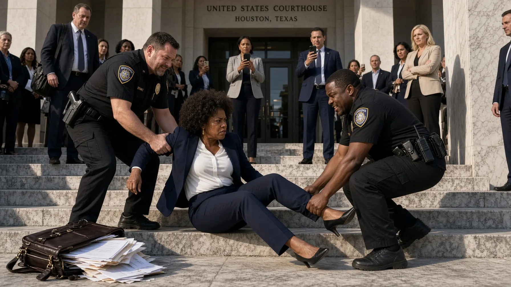 The Officer Grabbed a Black Woman and Dragged Her From the Courthouse — Then She Said One Sentence That Changed His Face