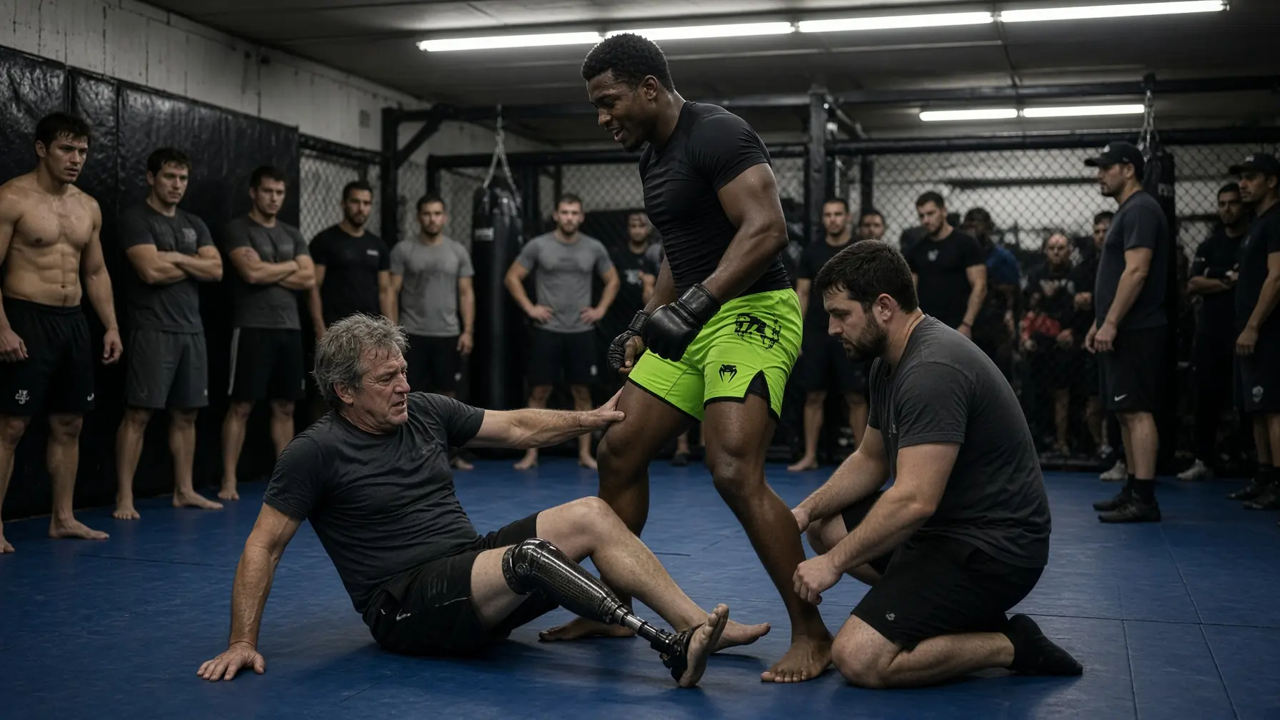 The Gym Bully Shoved a Disabled Man to the Floor — Then His Silent Friend Dropped the Pads