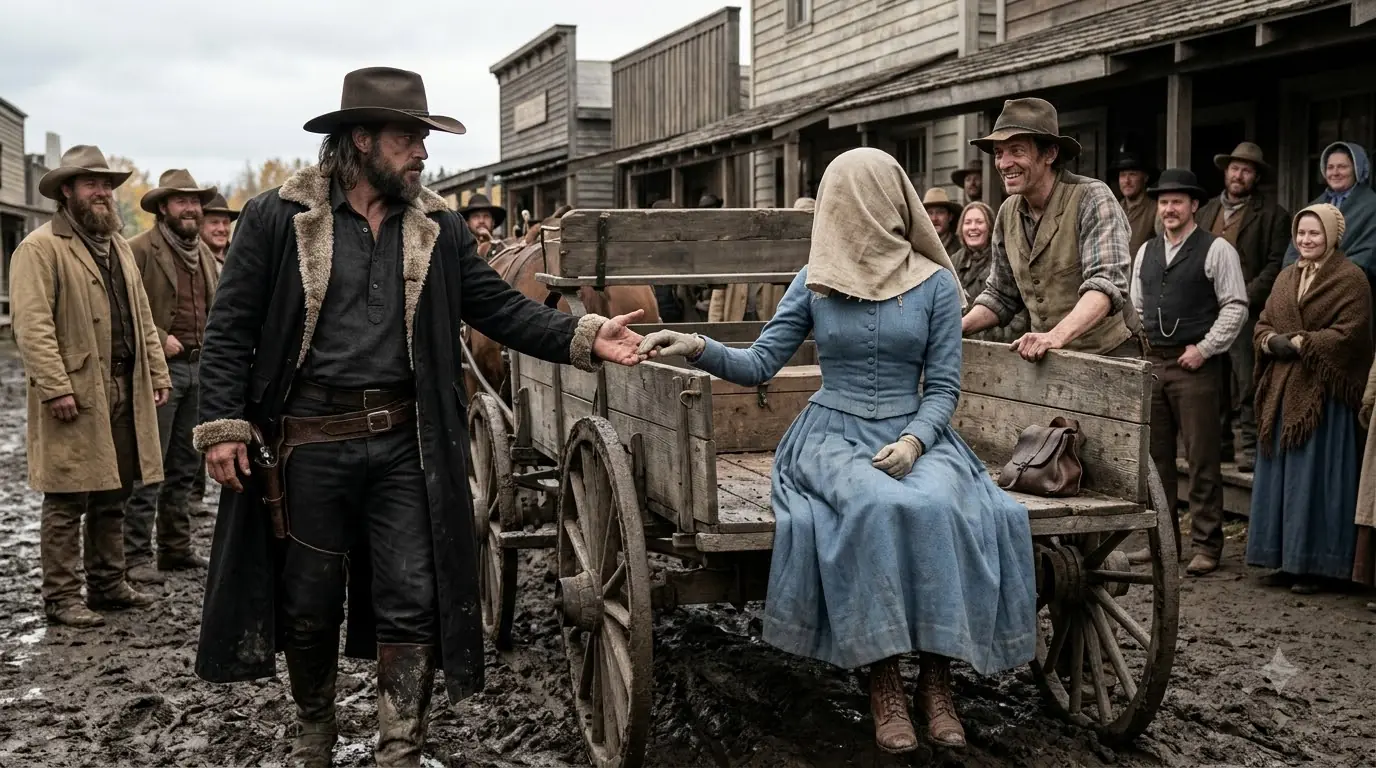 The Town Laughed at the Veiled Bride Nobody Wanted — Then the Mountain Cowboy Paid for Her Freedom