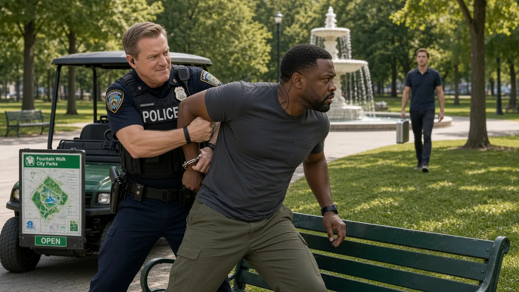 Racist Cop Detains Two Black Men on a Park Bench — Unaware They’re Undercover Federal Agents