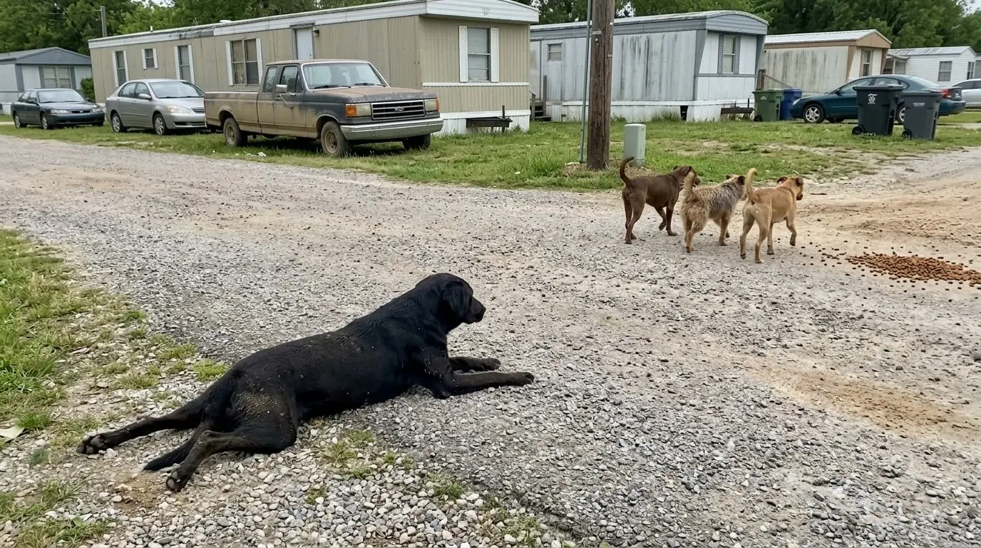 The Other Stray Dogs Could Cross the Road for Food, but This Young Lab Could Only Lie at the Edge and Watch Them Go