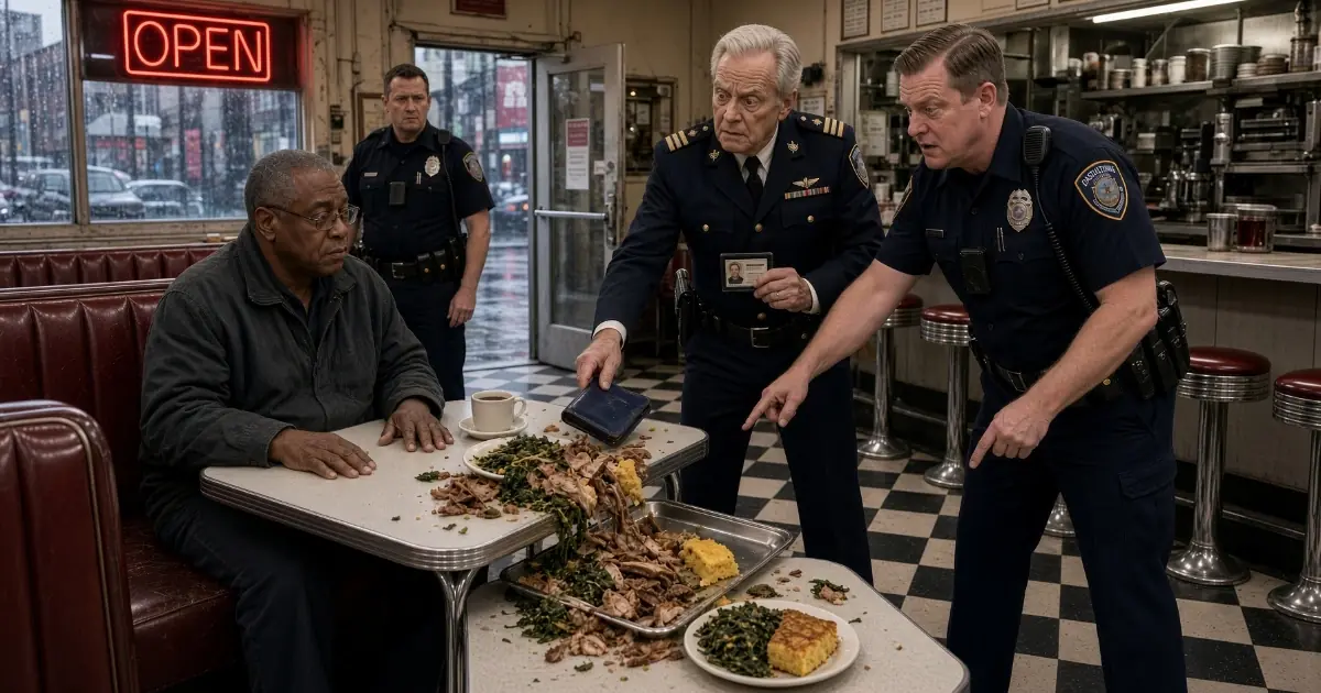 A Cop Dumped a Quiet Black Man’s Lunch on the Diner Floor — Then the Captain Saw the Worn Blue Card Case