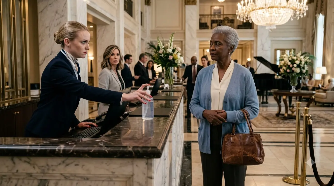 Hotel Clerk Mocked An Elderly Woman's Appearance — Froze When Manager Called Her "Boss"