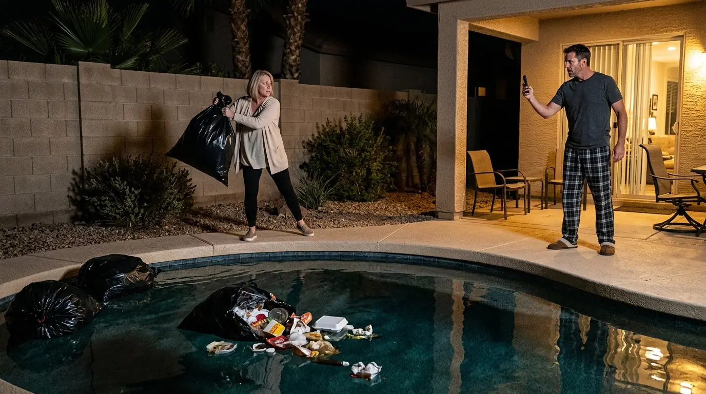 My Neighbor Dumped a Week’s Worth of Garbage Into My Pool — Then I Learned What She Was Trying to Force Me to Do