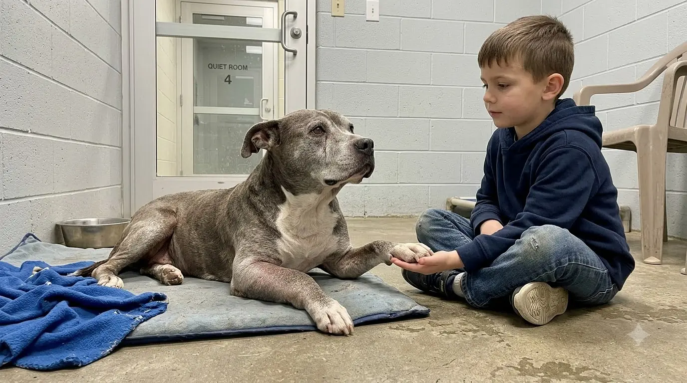 The Boy Let Go of Her Paw, but This Senior Shelter Dog Kept Reaching for His Hand