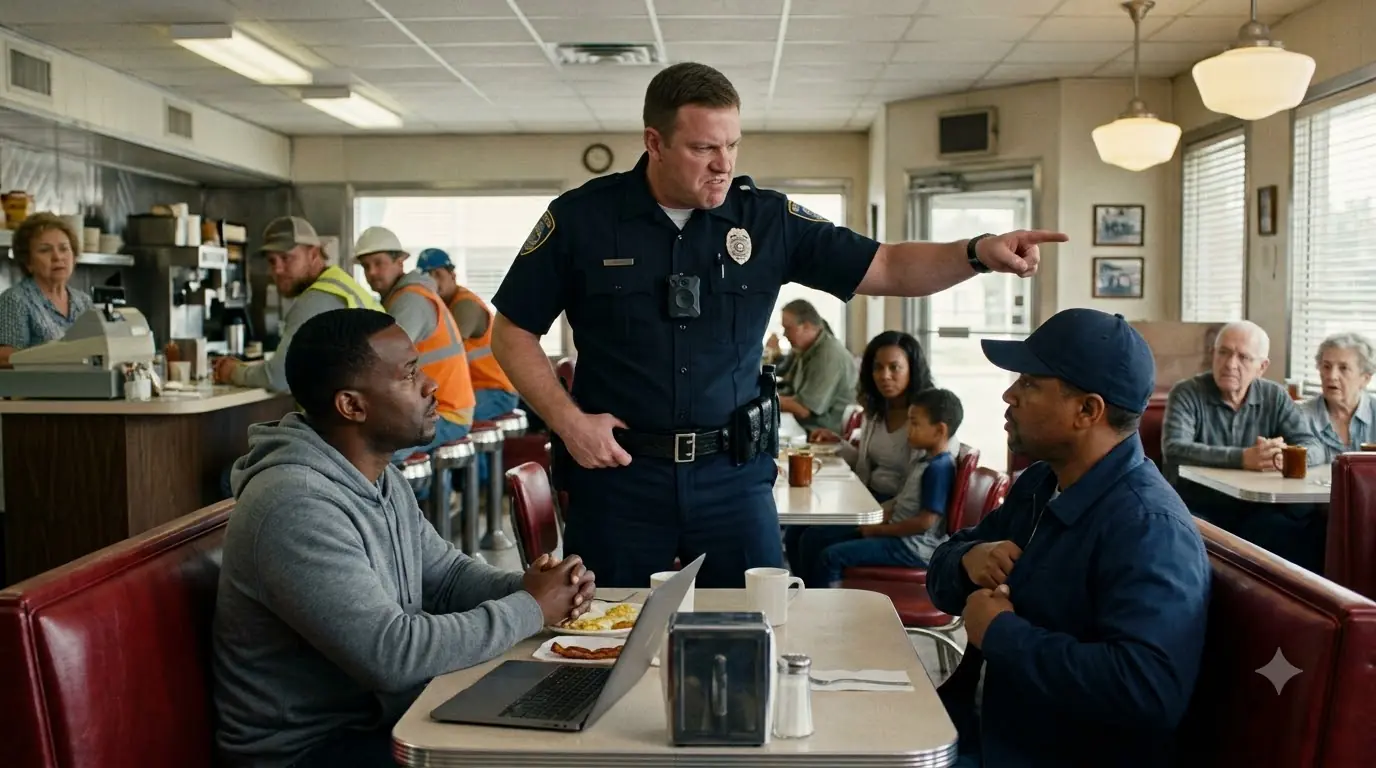 Racist Cop Orders Two Men To Leave A Diner — The Moment He Sees Their Badges, He Goes Pale
