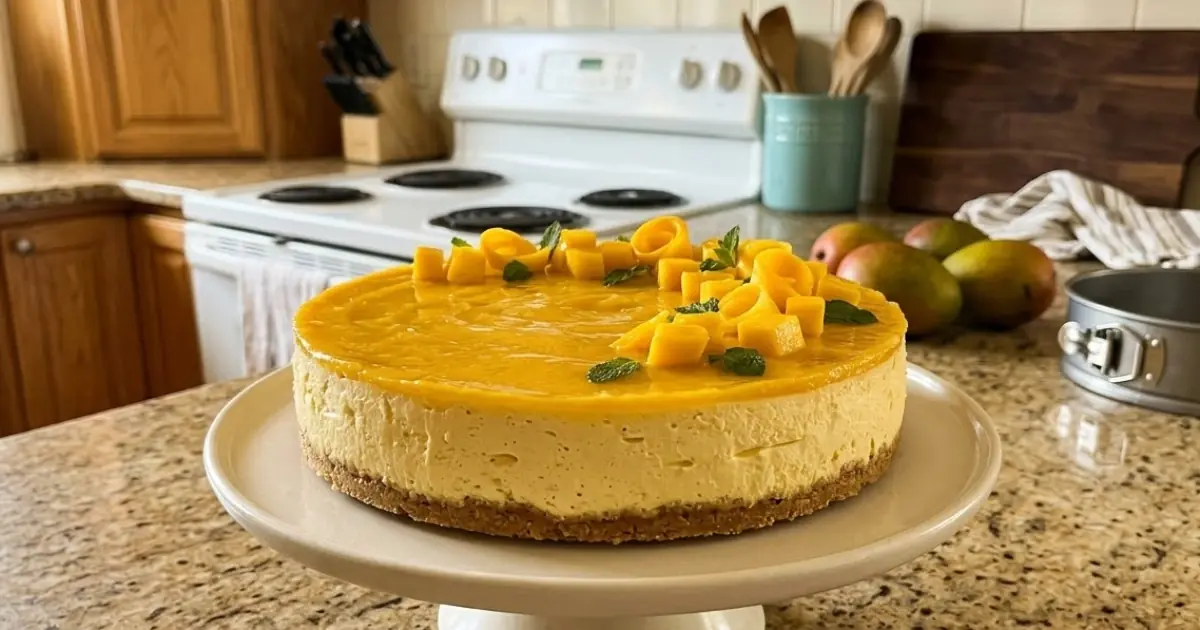 No-Bake Mango Cheesecake – Creamy, Tropical & Bursting with Fresh Mango Flavor