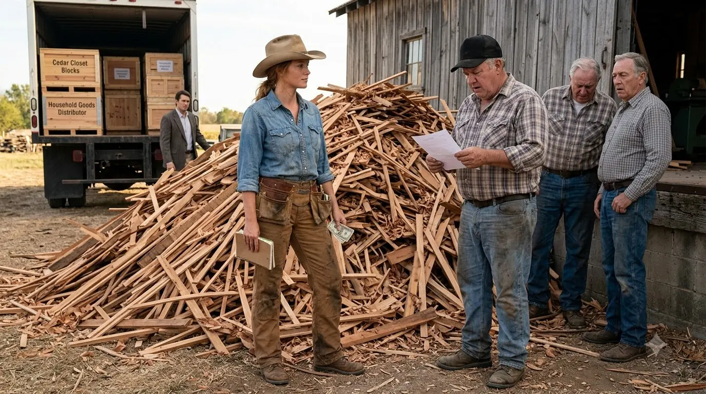 They Laughed at the Farm Woman Buying Their Cedar Scraps — Then Her $186,000 Contract Made the Whole Mill Go Silent