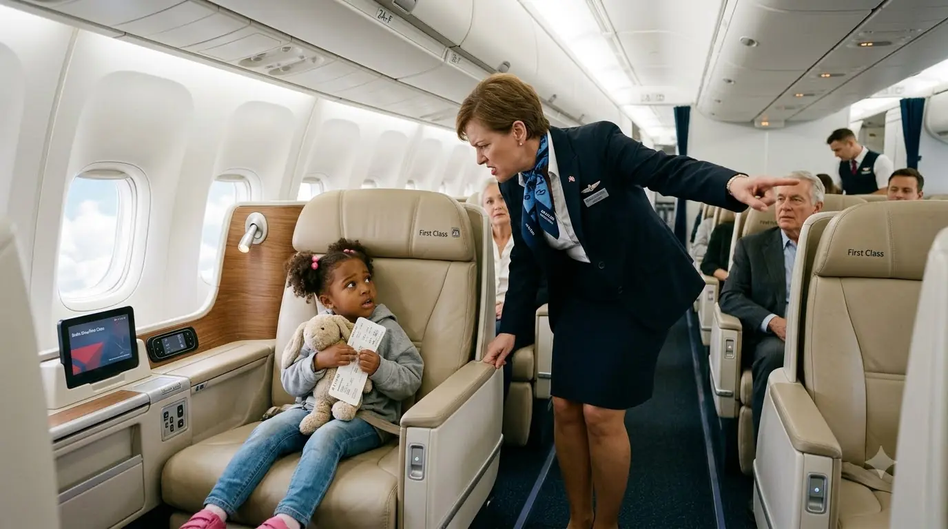A Four-Year-Old Girl Was Ordered Out of First Class — Then One Scan Made the Entire Crew Freeze