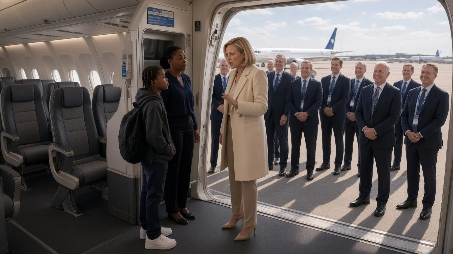 SHE FORCED MY 12-YEAR-OLD OUT OF FIRST CLASS—THEN THE PLANE DOOR OPENED IN LOS ANGELES