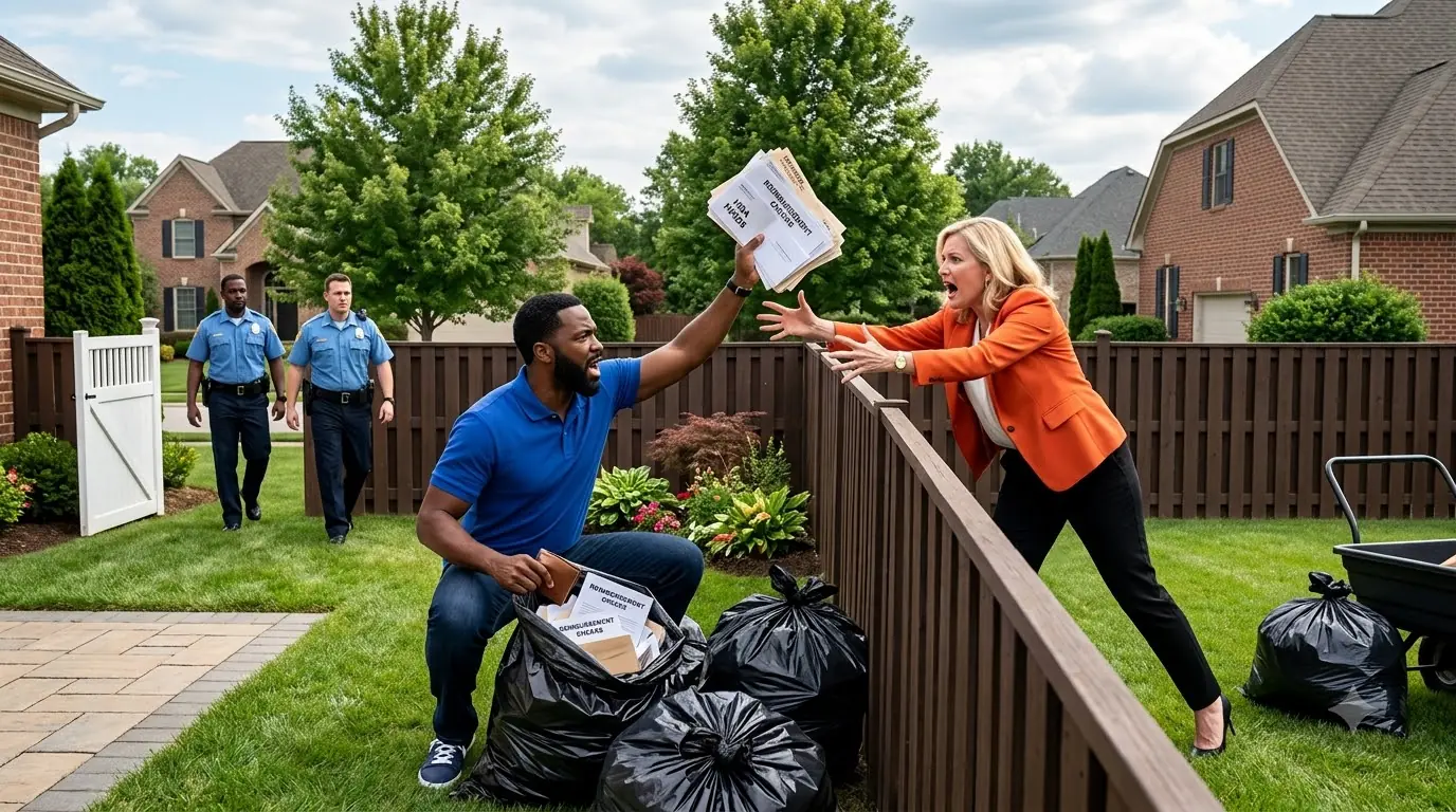 HOA Karen Kept Dumping Trash Into His Yard — Then One Torn Bag Exposed What She Was Trying to Hide