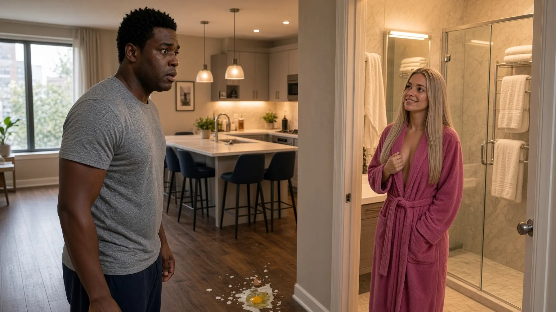 Black Single Dad Saw Neighbor in His Bathrobe—She Whispered: “Stop Pretending.”