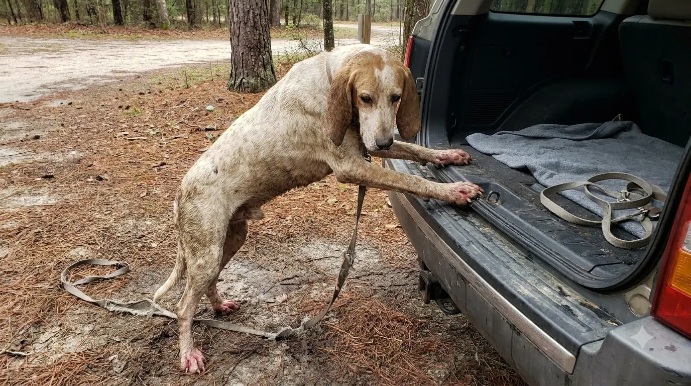The Rescue Vehicle Was Right in Front of Him, but This Exhausted Hound Couldn’t Make His Back Legs Follow