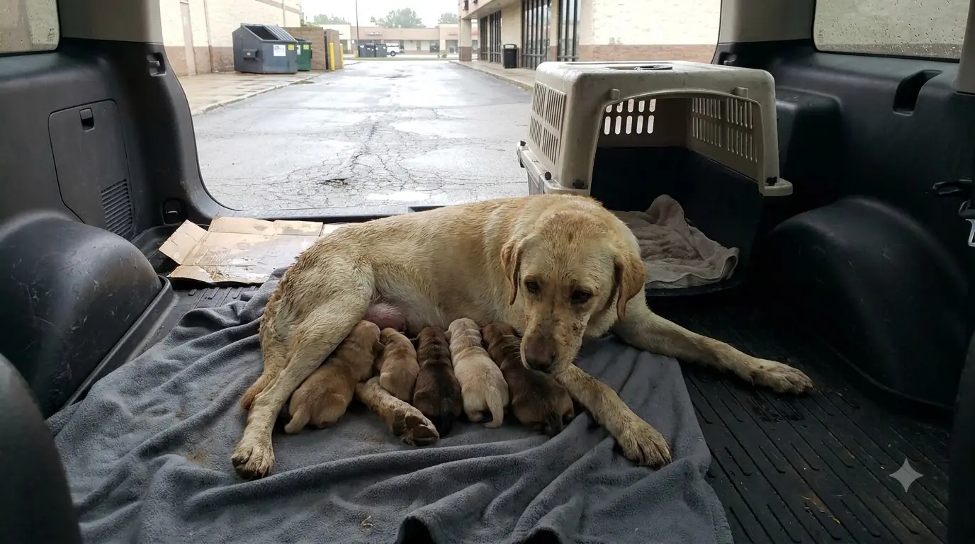 Her Puppies Were Already Safe, but This Mother Dog Kept Returning to the Empty, Rain-Soaked Box