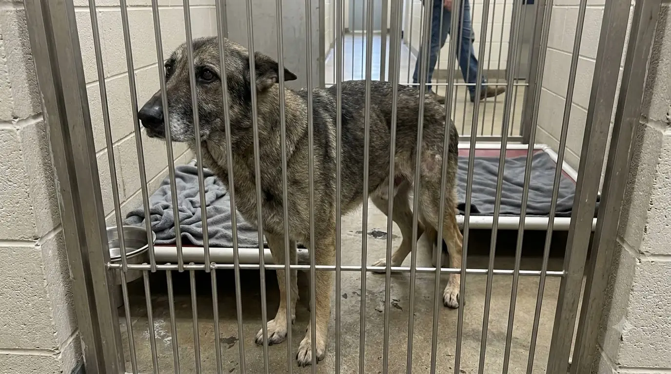 He Has Only Six Hours Left, but This Senior Shepherd Still Struggles to Stand Every Time Someone Walks Past
