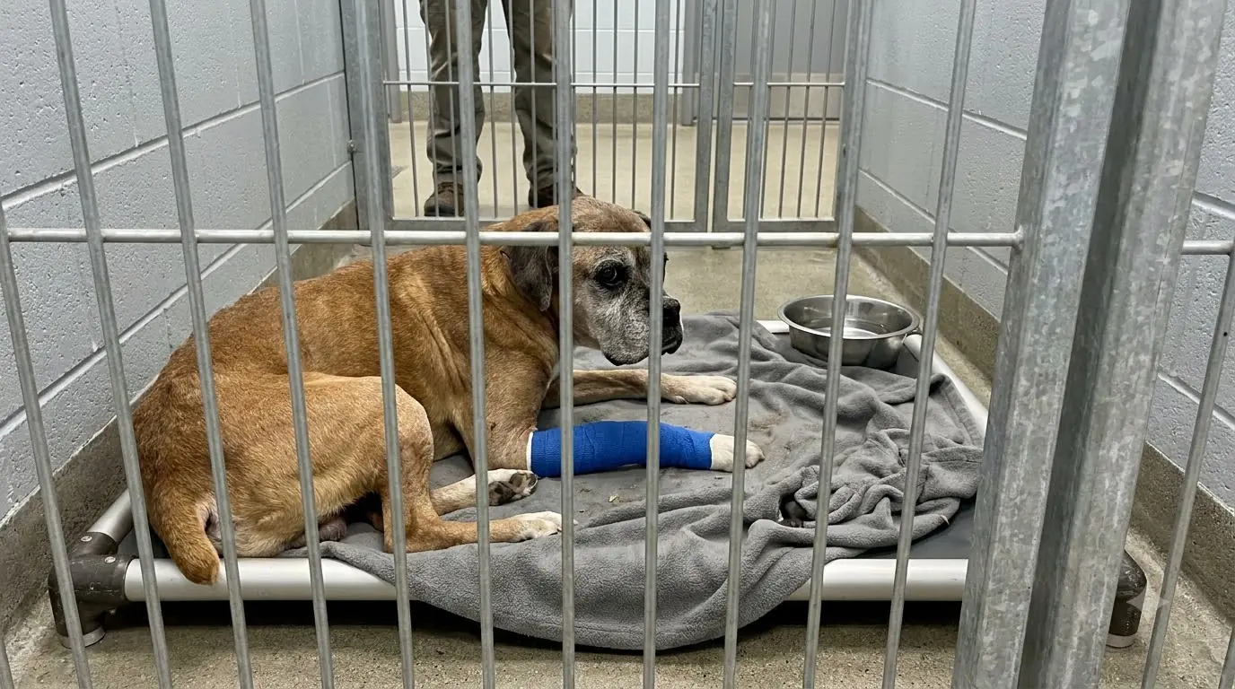 He Has Three Hours Left, and He Can’t Reach the Kennel Door Anymore — So He Only Lifts His Head When Someone Stops