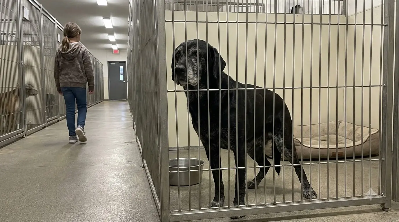 She Has Only Hours Left, and When the Little Girl Walks Away, This Senior Lab Tries to Follow Until Her Legs Give Out