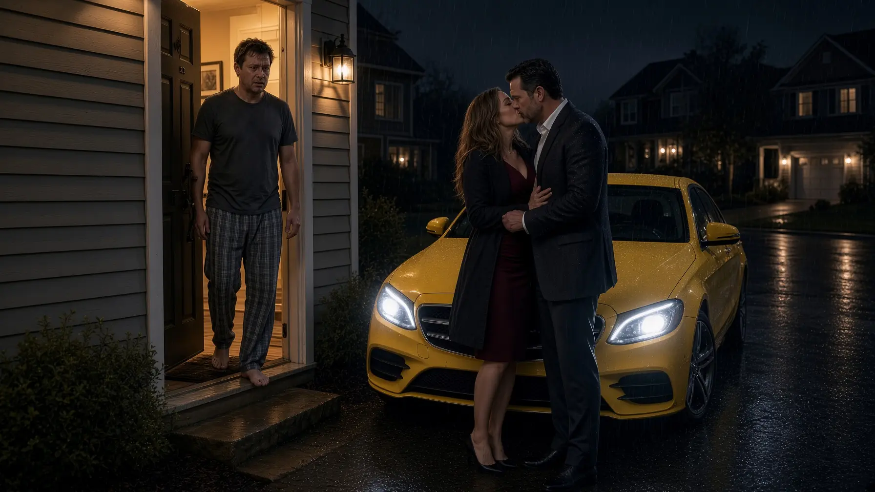 She Said She Was Still Working — Then Her Husband Saw Who Drove Her Home At 1:47 A.M.