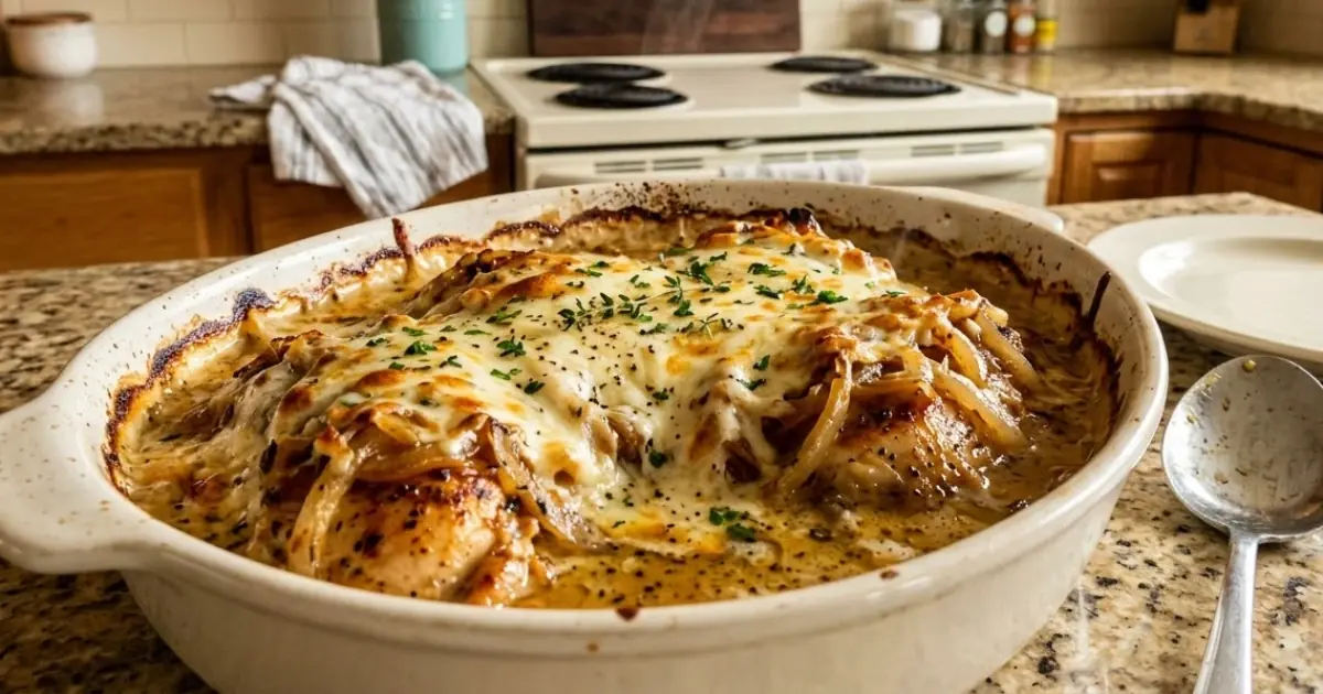 Extra Cheesy French Onion Baked Chicken – Rich, Creamy & Loaded with Caramelized Onion Flavor
