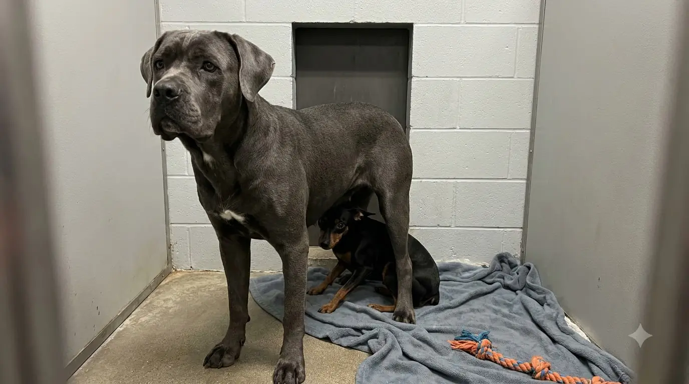 Whenever the Kennel Row Gets Loud, This Cane Corso Steps in Front of the Smaller Dog Before He Starts Shaking