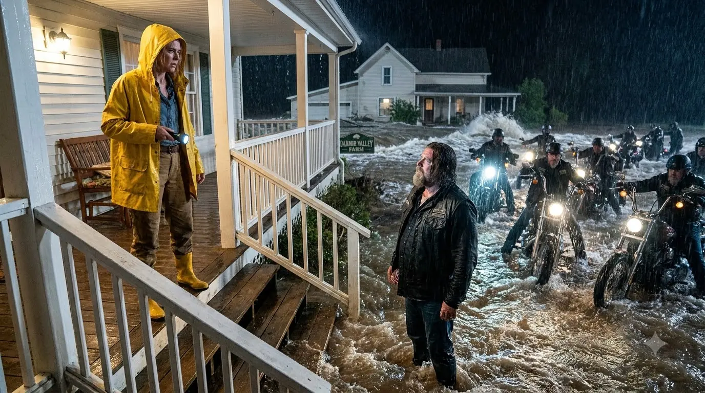 61-Year-Old Widow Shelters 43 Bikers From a Flash Flood — At Dawn, 200 More Ride Onto Her Farm