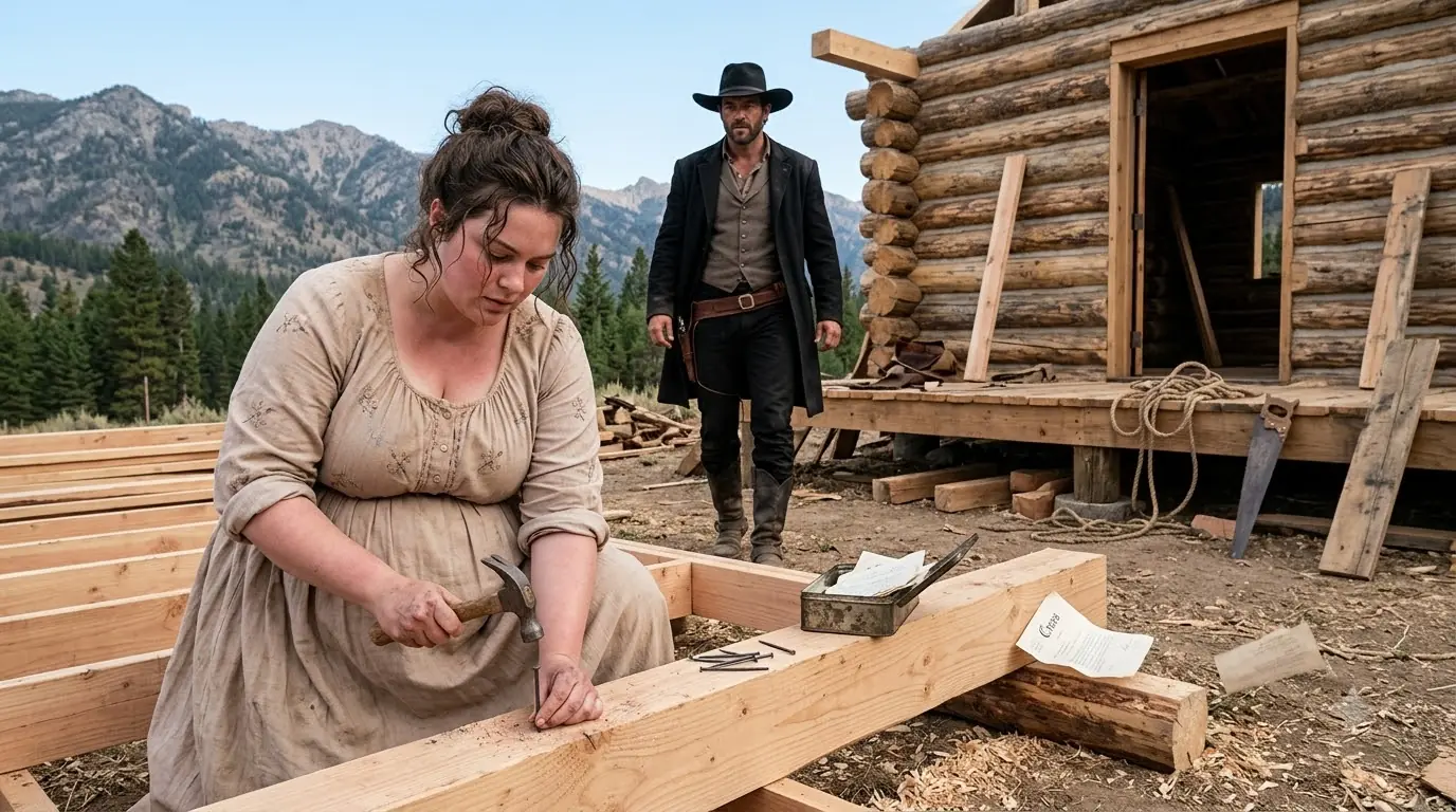 A Pregnant Woman Built Her Cabin While the Town Waited for Her to Fail — Then a Wealthy Cowboy Found His Father’s Name on Her Deed