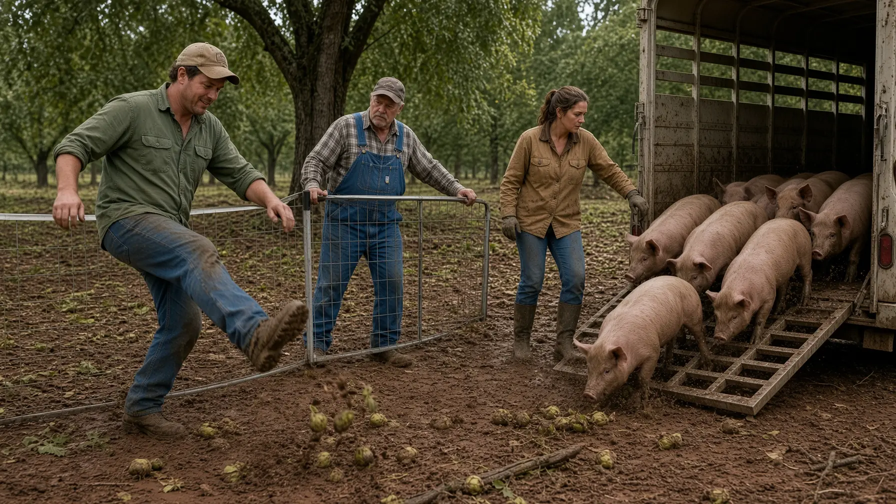 THE STORM KNOCKED A QUARTER OF HIS PECAN CROP TO THE GROUND—THEN A WOMAN ARRIVED WITH 24 PIGS