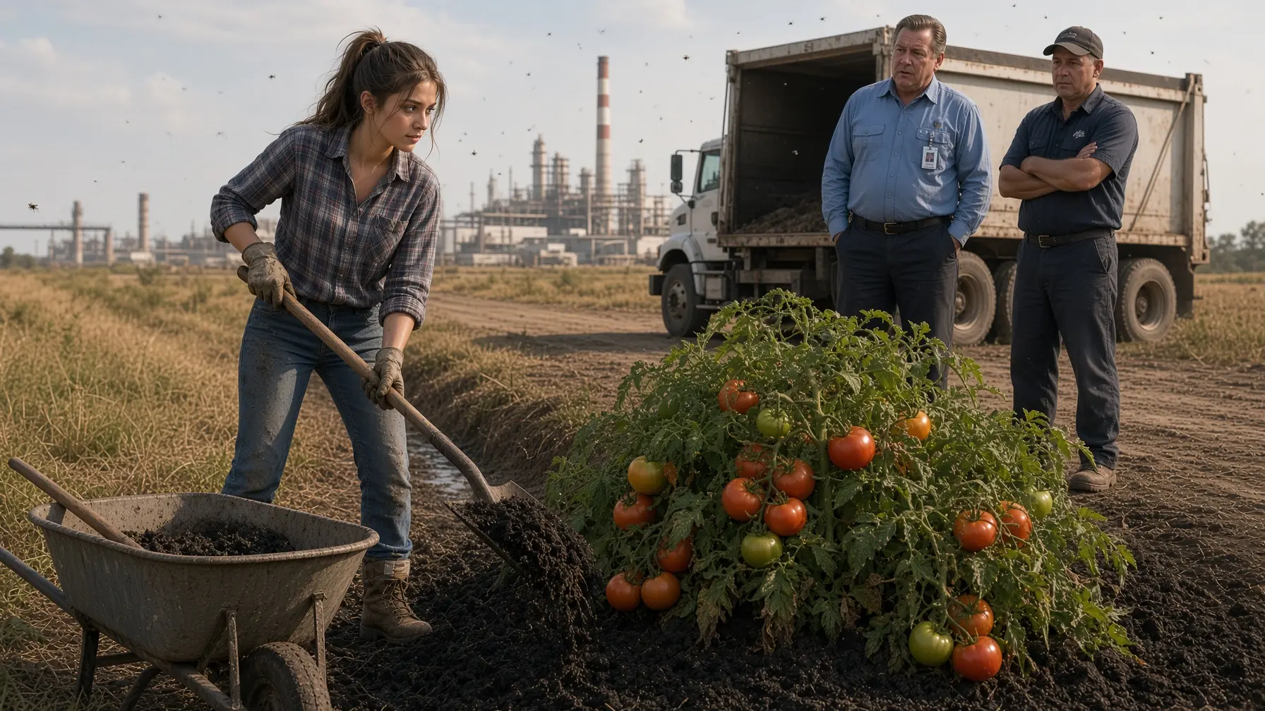 THE REFINERY DUMPED BLACK WASTE BEHIND HER FARM FOR SIX YEARS—THEN ONE TOMATO PLANT CHANGED EVERYTHING