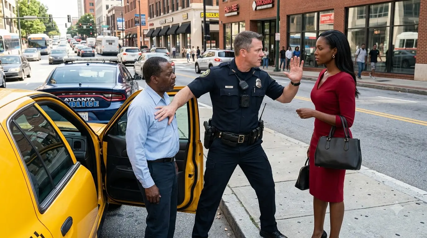 The Sergeant Shoved a Taxi Driver Into His Car — Then the Woman in Red Opened Her Black Case