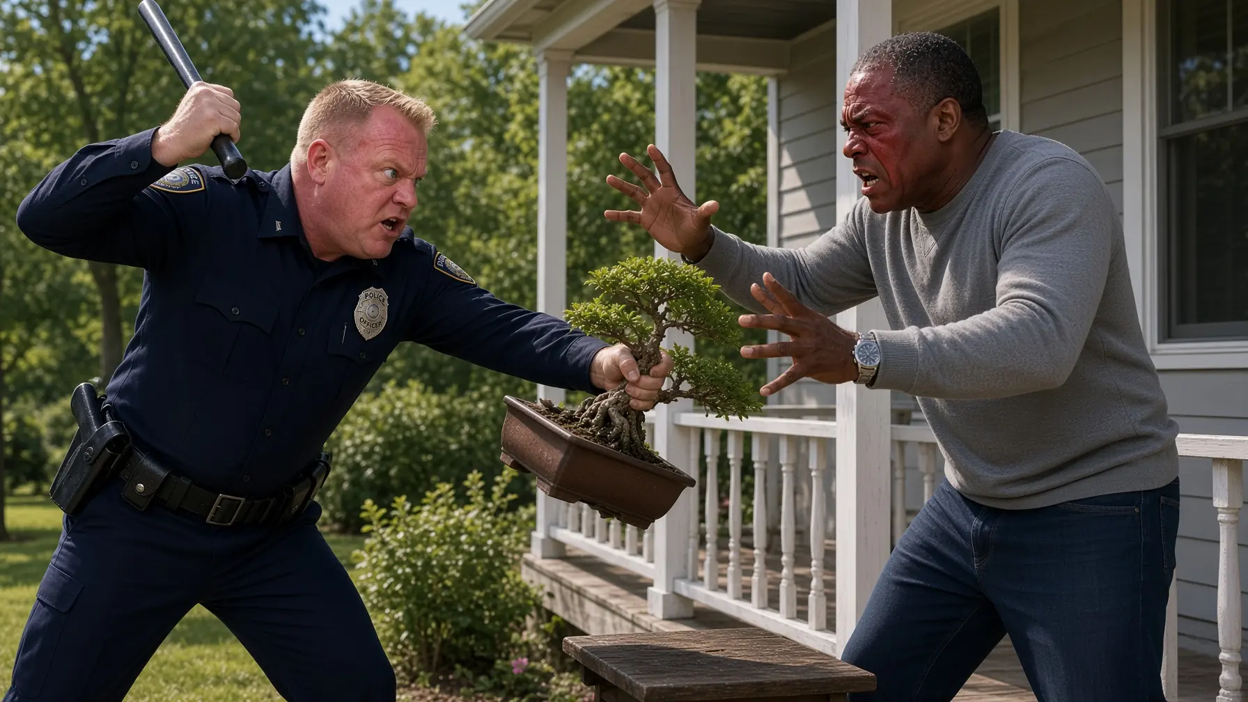 RACIST COP DESTROYS A BLACK COLONEL’S BONSAI — THEN LEARNS WHO HE REALLY IS