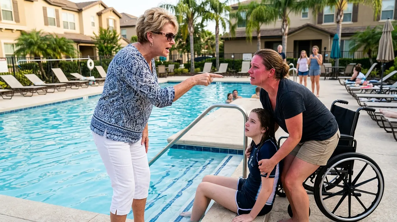 HOA Karen Threw My Disabled Daughter into the Pool — Unaware I’m the County Sheriff