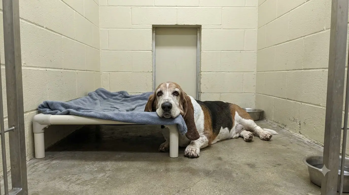 Rosie Keeps Trying to Climb Into Her Bed — Then Falls Asleep With Her Head on the Step Her Back Legs Can’t Reach