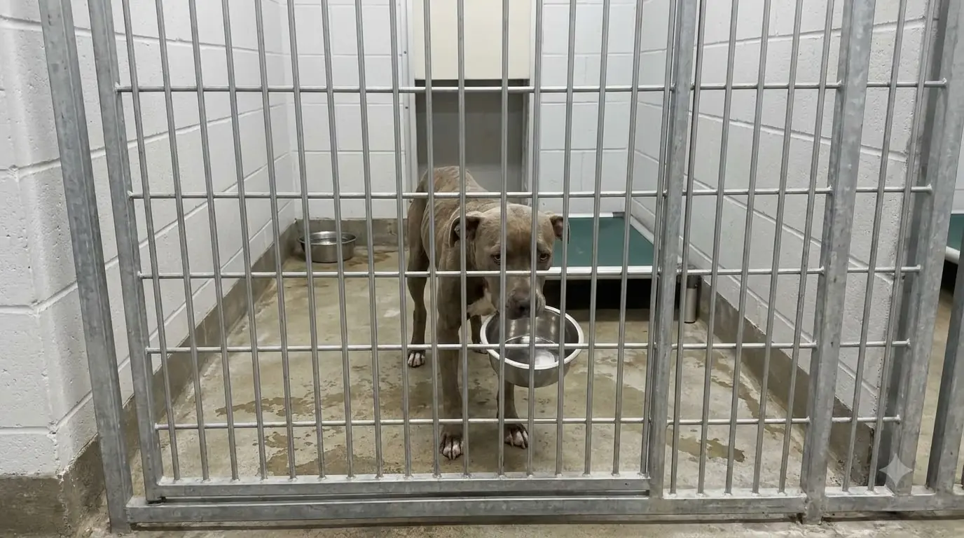Luna Finishes Every Tiny Recovery Meal, Then Carries the Empty Bowl to the Kennel Door and Waits Behind It