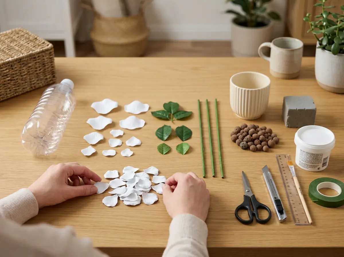 DIY White Rose Bouquet From Recycled Plastic Bottles: A Beautiful Upcycled Home Decor Project