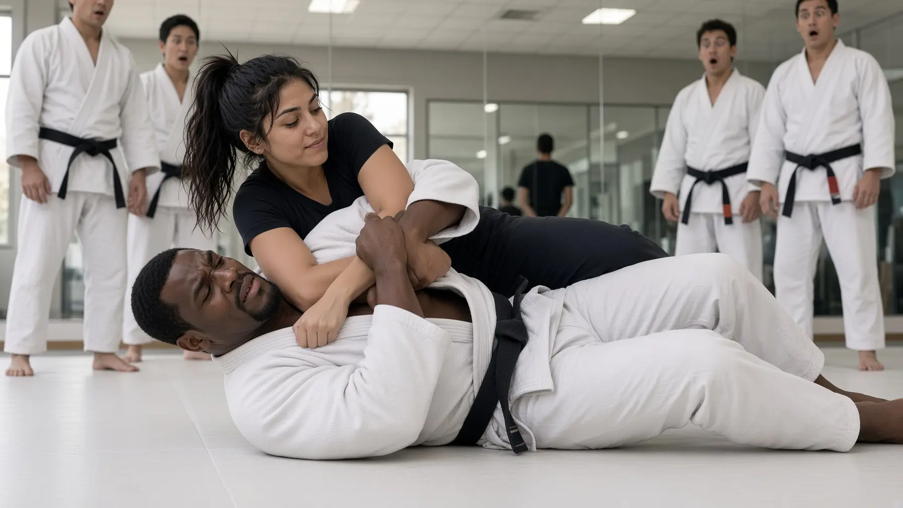 A BLACK BELT TOLD THE QUIET WOMAN, “KEEP UP IF YOU CAN” — THEN SHE LOCKED HIM DOWN