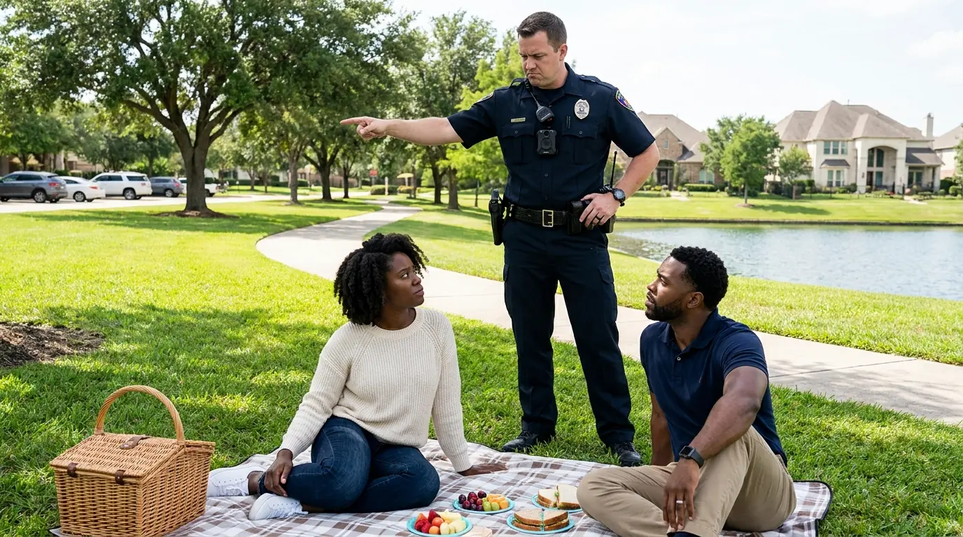 RACIST OFFICER DETAINS BLACK COUPLE PICNICKING — THEN HE CALLED HER JUDGE’S BADGE FAKE